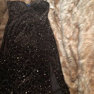 Black and gold dress with split